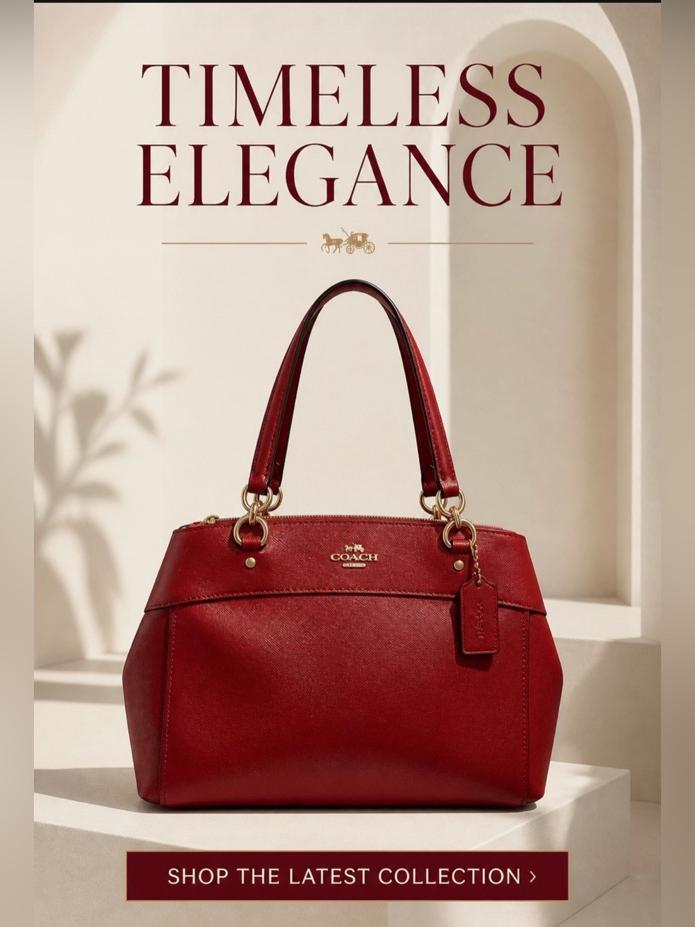 Coach Red Leather Shoulder Bag with Gold Hardware NWOT